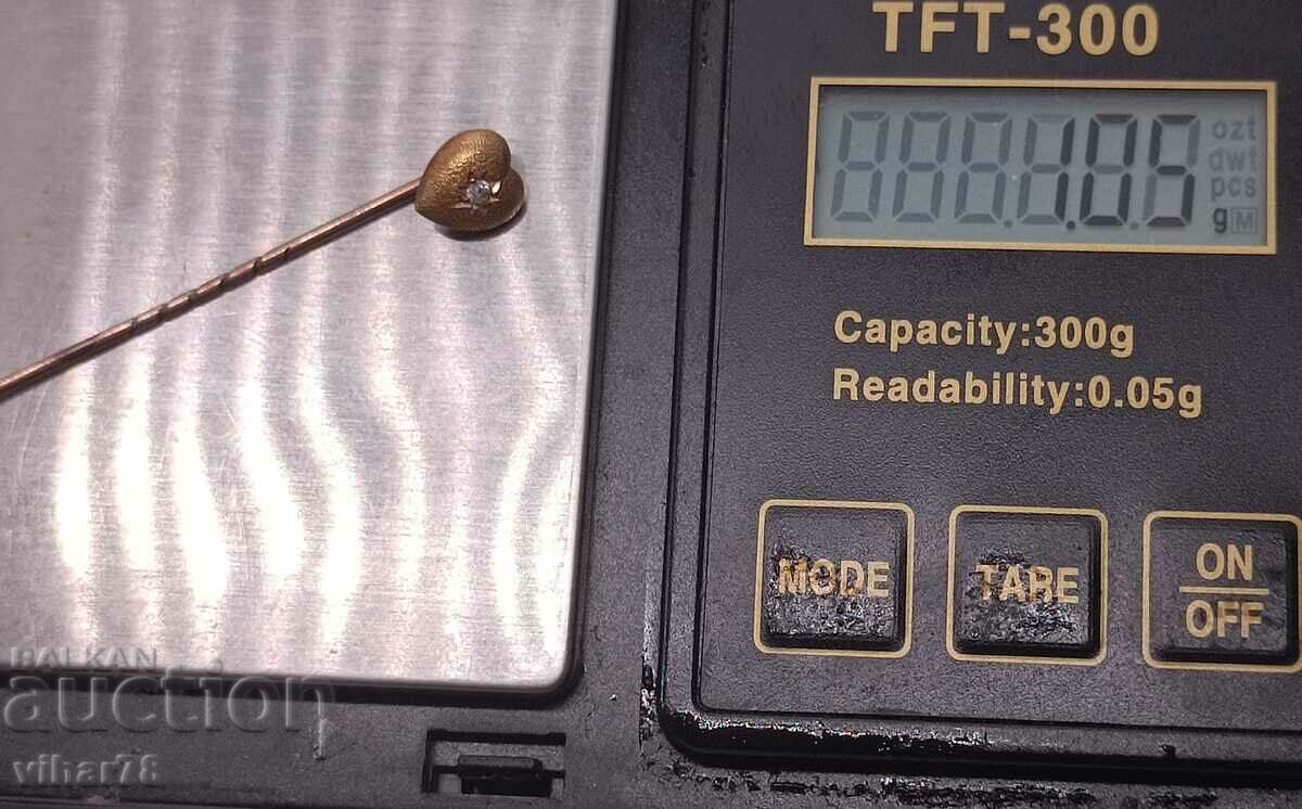 Gold pin 9k/375 with diamond - 7 Gold pin 9k/375 with diamond - 7