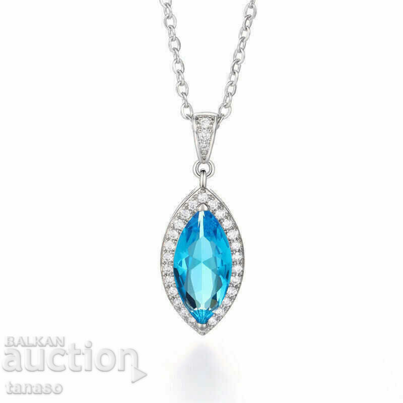 Auction Silver necklace with aquamarine and zircons Auction Silver necklace with aquamarine and zircons