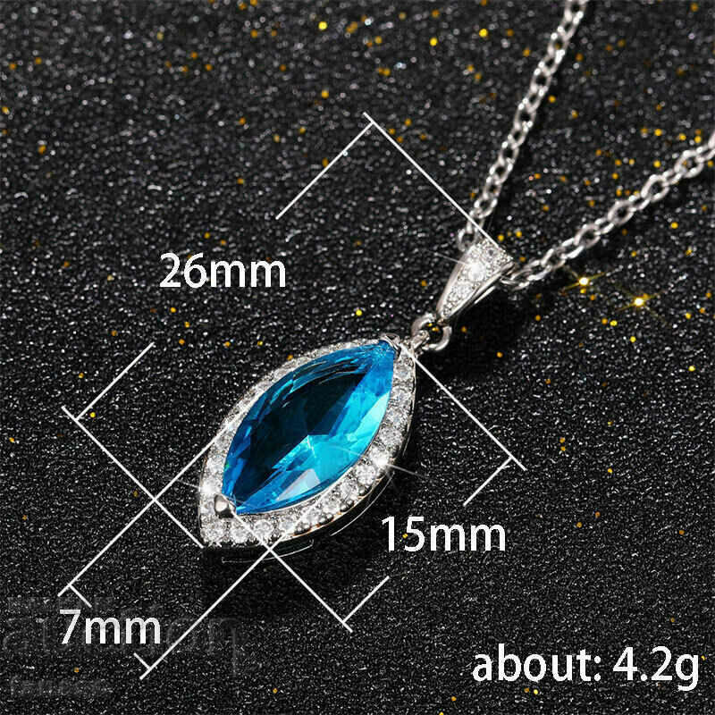 Delivery of Silver necklace with aquamarine and zircons Delivery of Silver necklace with aquamarine and zircons