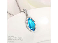 Silver necklace with aquamarine and zircons