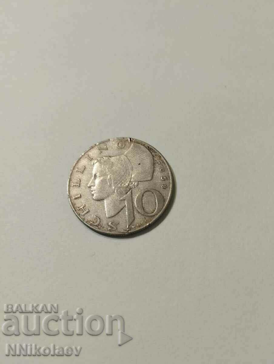 Αυστρία 10 σελίνια 1958 ασήμι