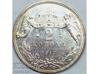 2 корона 1913 Унгария Австрия Ангели сребро