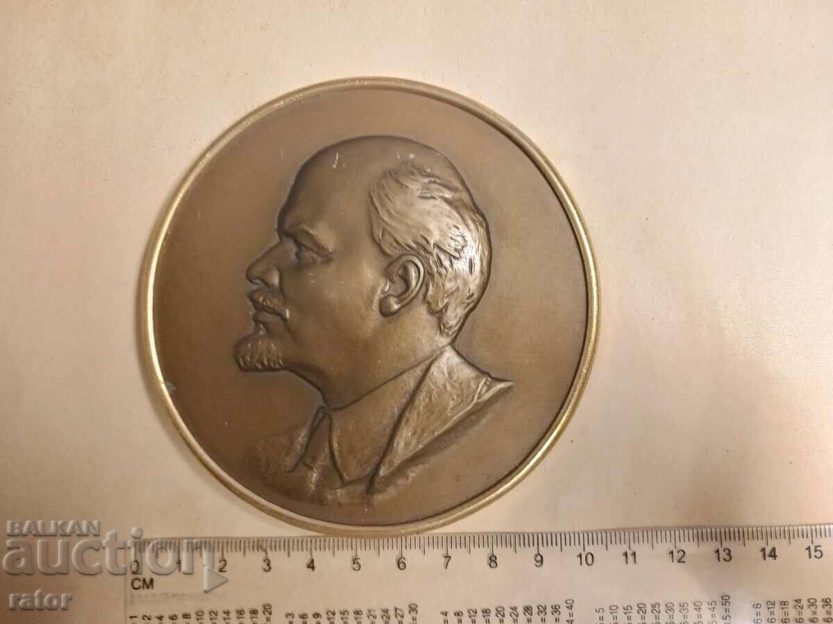 Placă mare de birou, panou de bronz - LENIN. Rusia, URSS