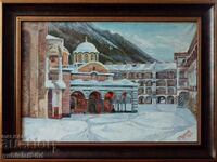 Картина "Зима в Рилския манастир", худ. А. Верещак, 1923 г.