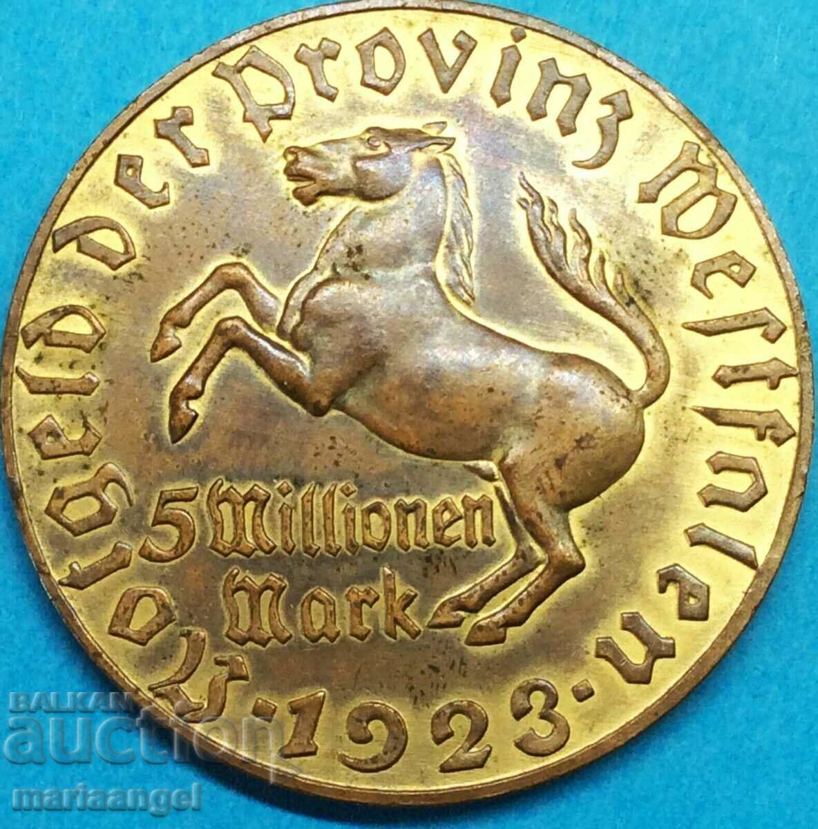 5000000 Марки 1923 Германия +100 марки  Ваймар 44мм бронз