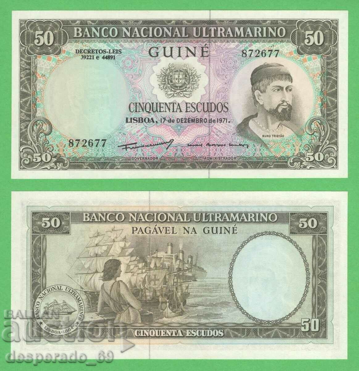 (¯`'•.¸ GUINEA PORTUGEZĂ 50 escudos 1971 UNC ¸.•'´¯)