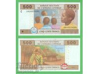 (¯`'•.¸   ЦЕНТРАЛНИ АФРИКАНСКИ ЩАТИ  500 франка 2002  UNC