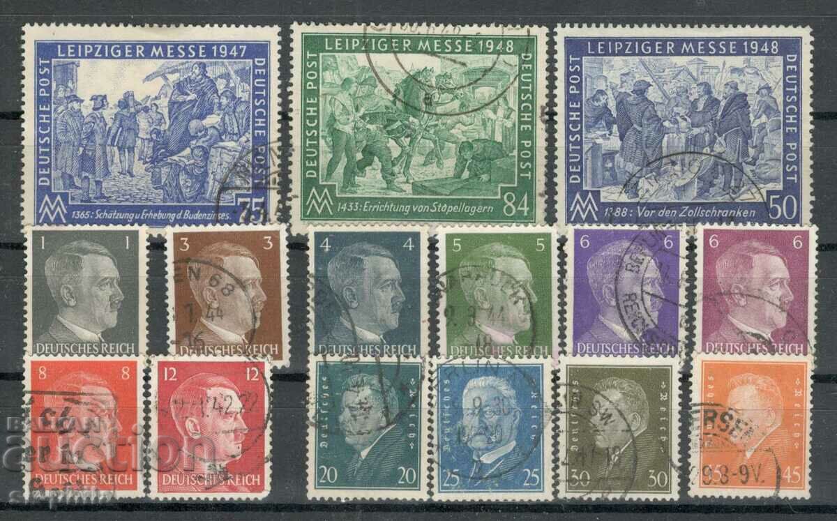 Пощенски марки - микс - лот 106, Райх - 15 бр.клеймо