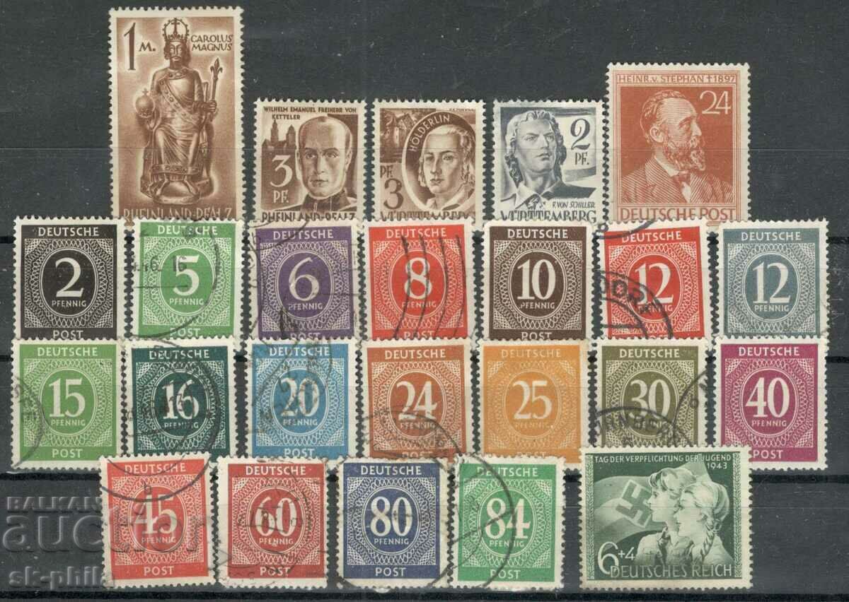 Пощенски марки - микс - лот 111, Райх и др. 24 бр.клеймо