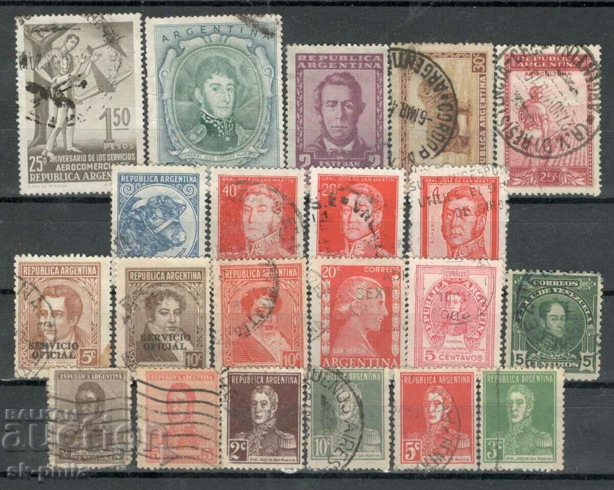 Пощенски марки - микс - лот 115, Аржентина  21 бр.клеймо