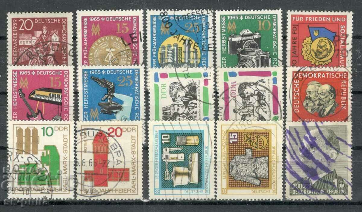 Пощенски марки - микс - лот 116, ГДР 15 бр.клеймо