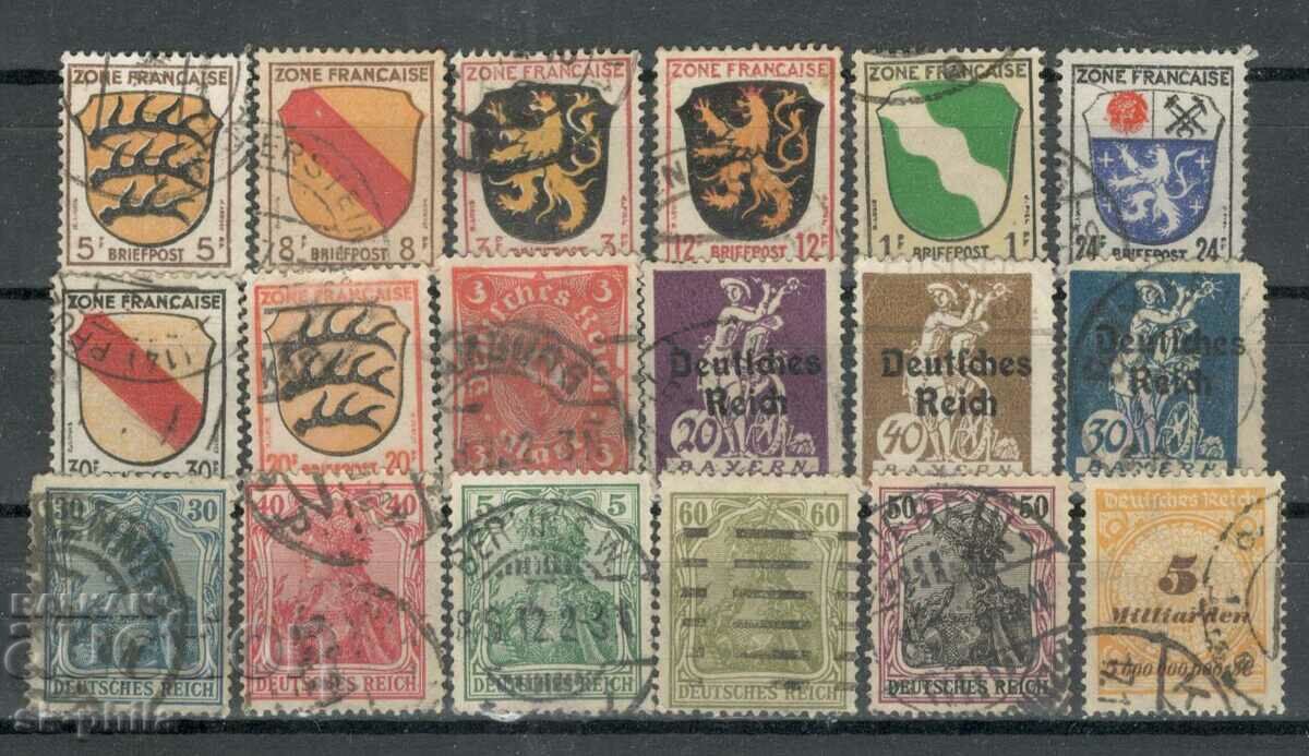 Γραμματόσημα - μείγμα - παρτίδα 122, ζώνη Ράιχ και Γαλλία 18 τεμ.