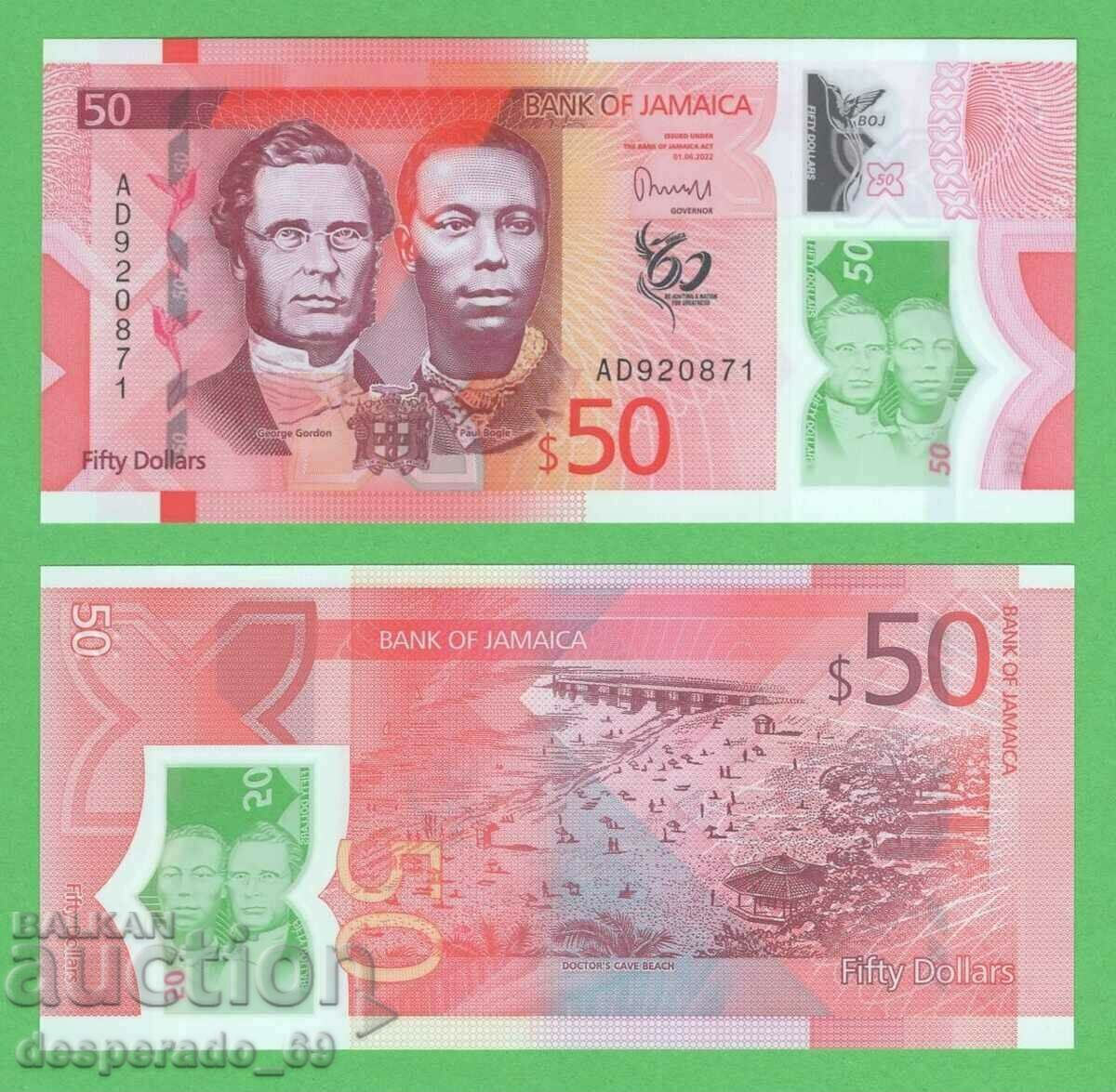 (¯`'•.¸ JAMAICA $50 2022 UNC ¸.•'´¯)