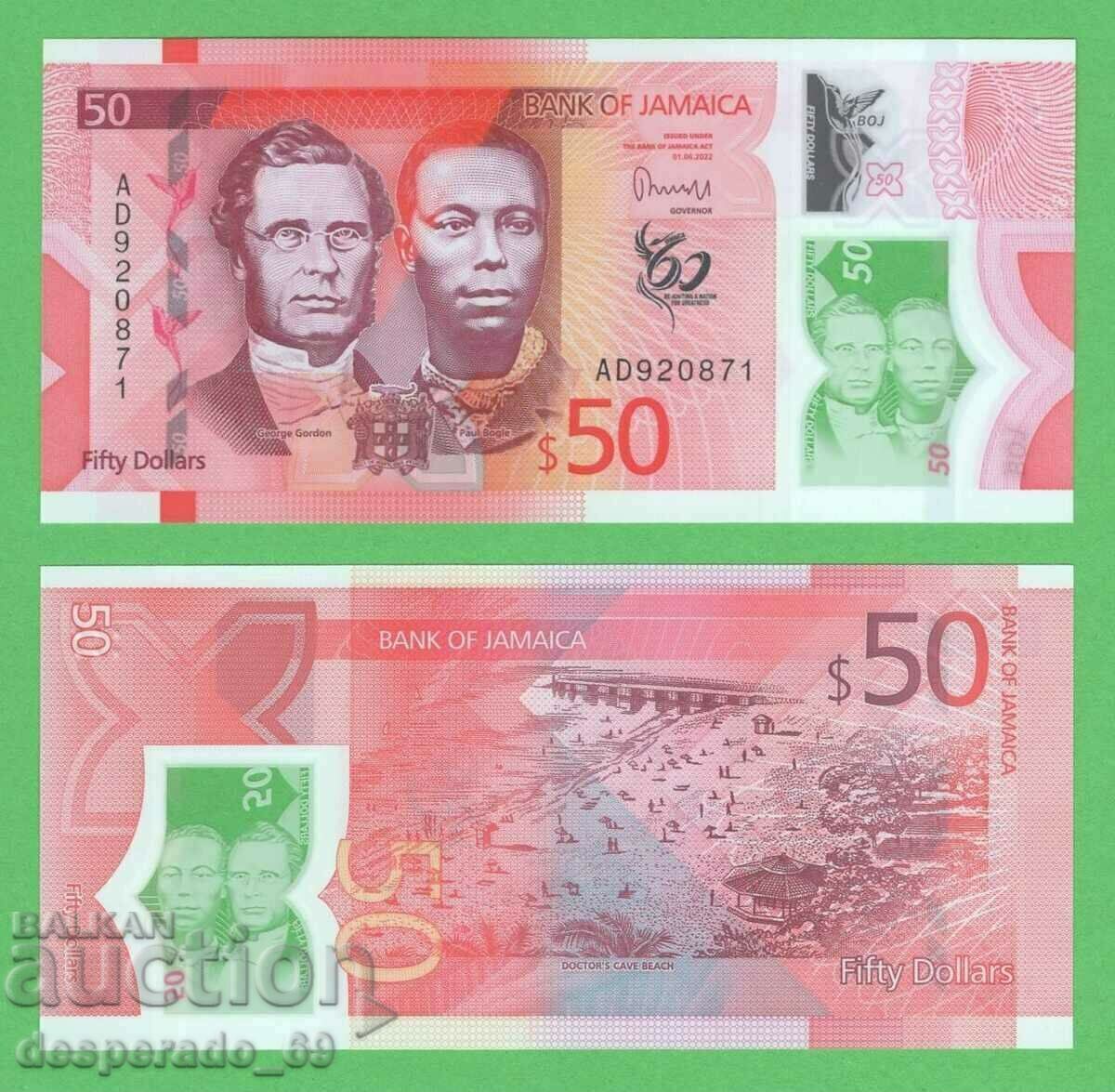 (¯`'•.¸ JAMAICA $50 2022 UNC ¸.•'´¯) (¯`'•.¸ JAMAICA $50 2022 UNC ¸.•'´¯)