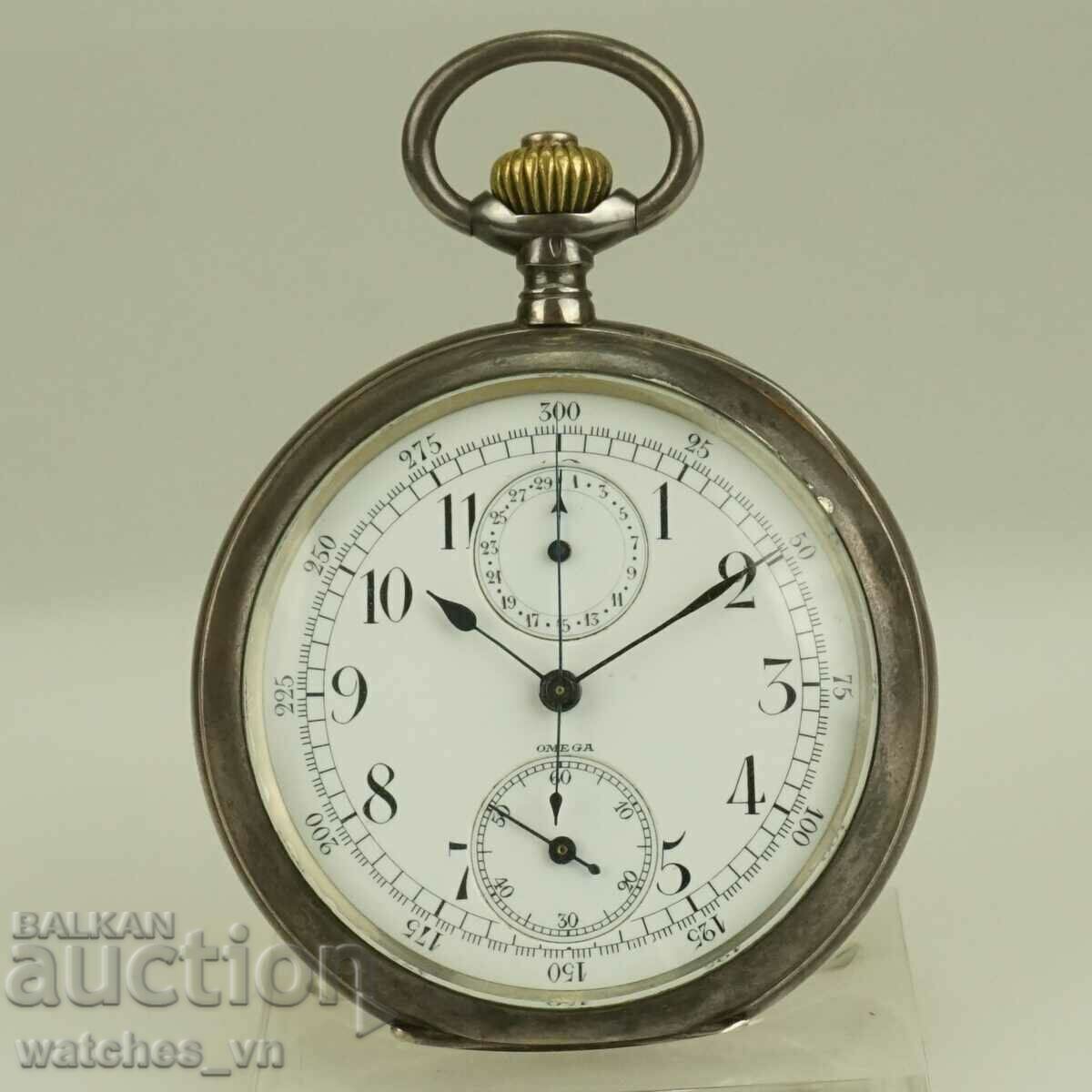 5,5 cm Cronograf OMEGA Argintiu Ceas de buzunar Argintiu OMEGA