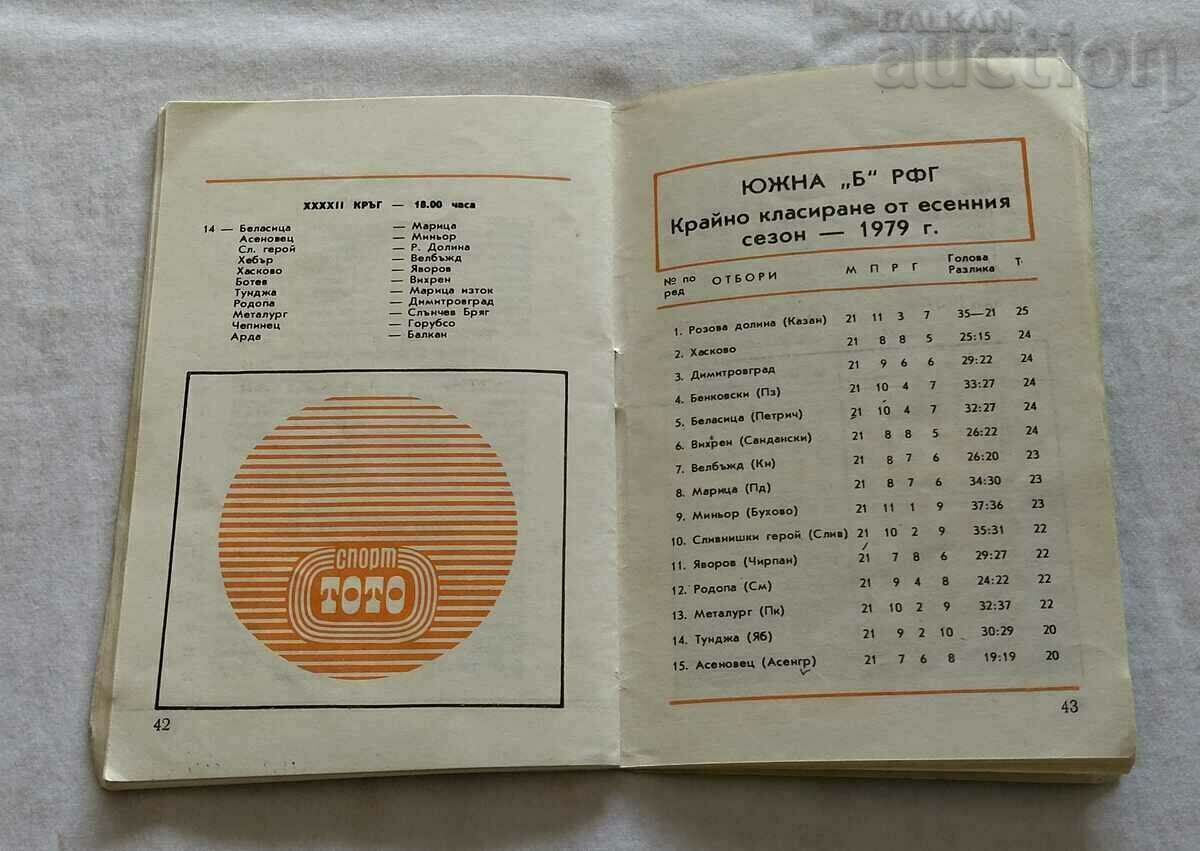 ФУТБОЛ ПРОГРАМА "А" и "Б" РФГ ПРОЛЕТЕН СЕЗОН 1980 г. - 6 ФУТБОЛ ПРОГРАМА "А" и "Б" РФГ ПРОЛЕТЕН СЕЗОН 1980 г. - 6
