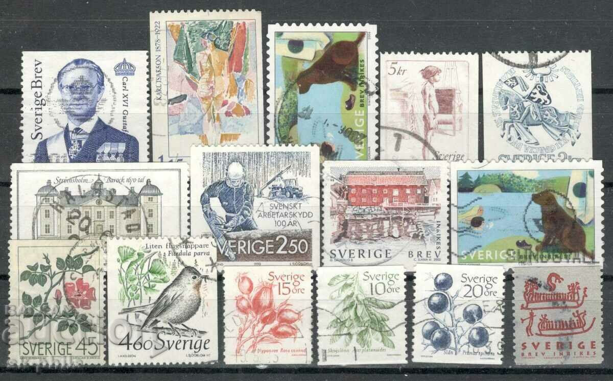 Timbre postale - mix - lot 130, Suedia 15 buc.