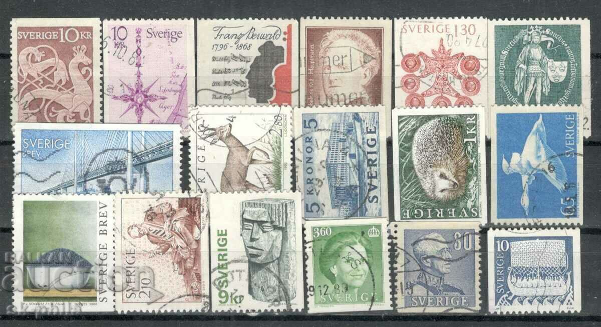 Пощенски марки - микс - лот 131, Швеция 17 бр.