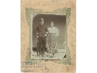 Old photo on cardboard - Soldier with his wife