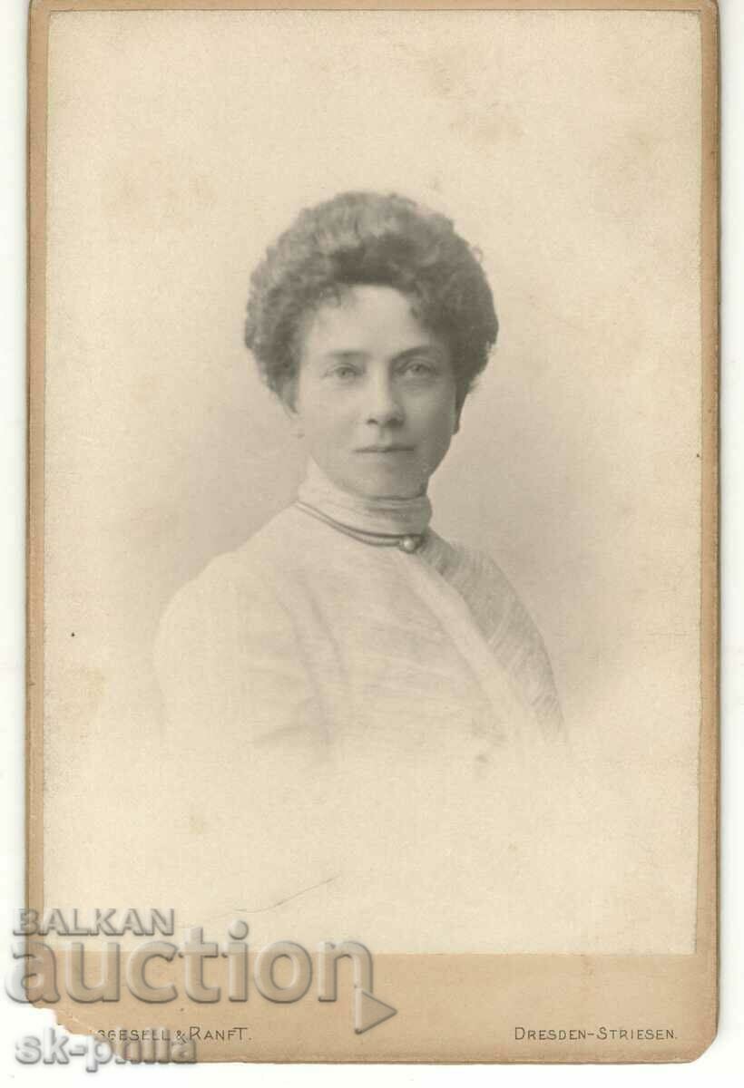 Old photo on cardboard - Young woman