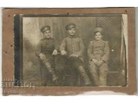 Old photo on cardboard - Friends soldiers