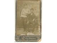 Стара снимка върху картон - Войник с баща си