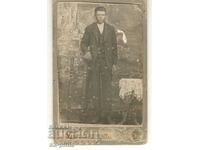Fotografie veche pe carton - Tânăr din Lom 1908.