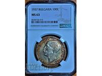 coin 100 BGN 1937 NGC MS 63