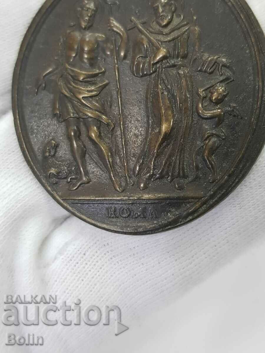 Early bronze Italian medallion with saints 18-19th century with price 550.00 BGN | € 281.21 Early bronze Italian medallion with saints 18-19th century with price 550.00 BGN | € 281.21