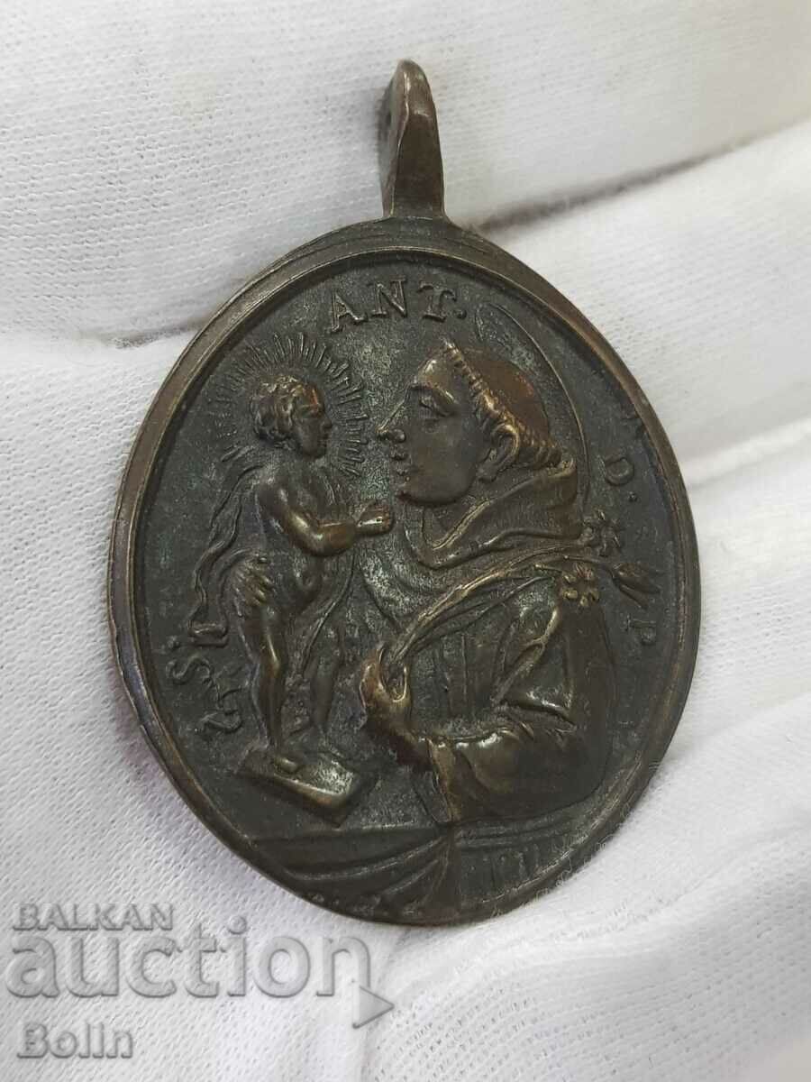 Delivery of Early bronze Italian medallion with saints 18-19th century Delivery of Early bronze Italian medallion with saints 18-19th century