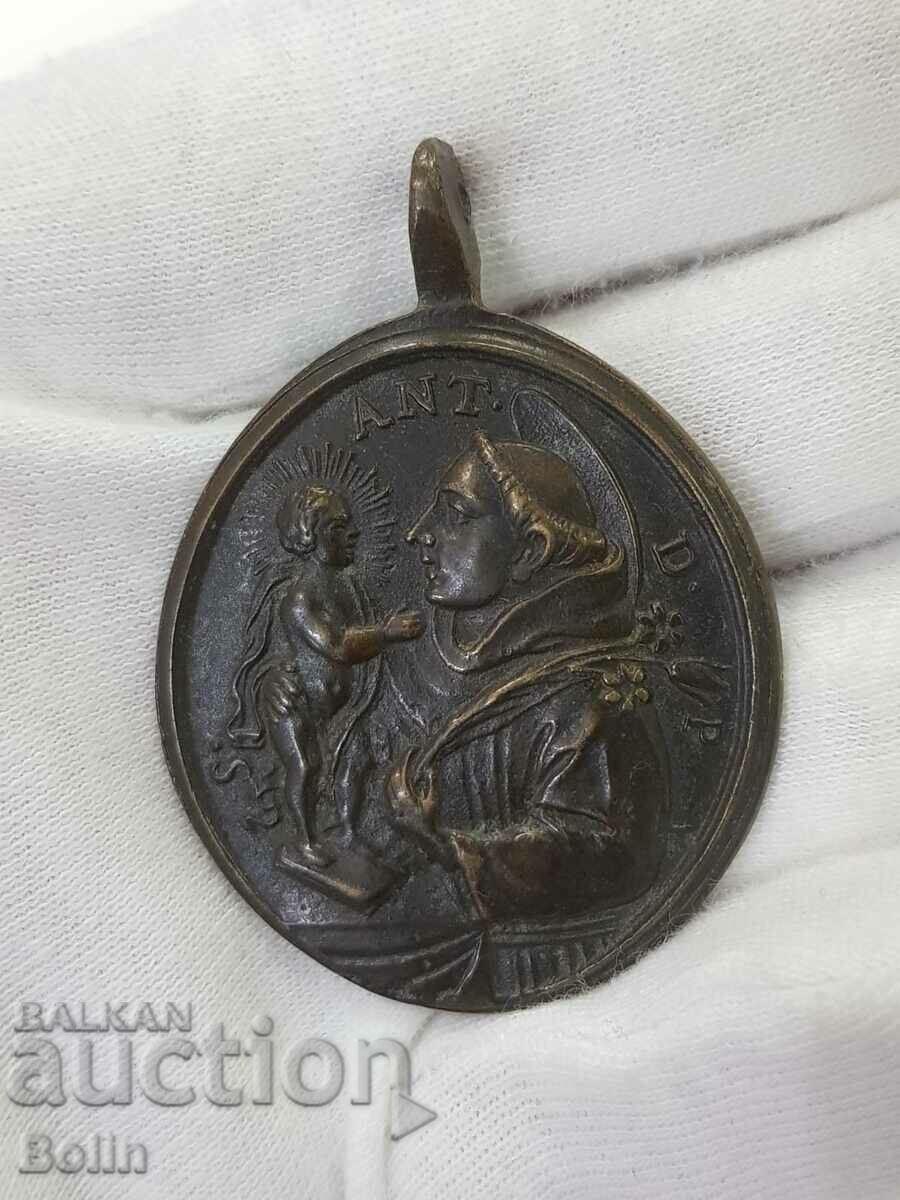 Early bronze Italian medallion with saints 18-19th century - 6 Early bronze Italian medallion with saints 18-19th century - 6