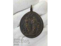 Medalion italian timpuriu din bronz cu sfinți din secolul 18-19