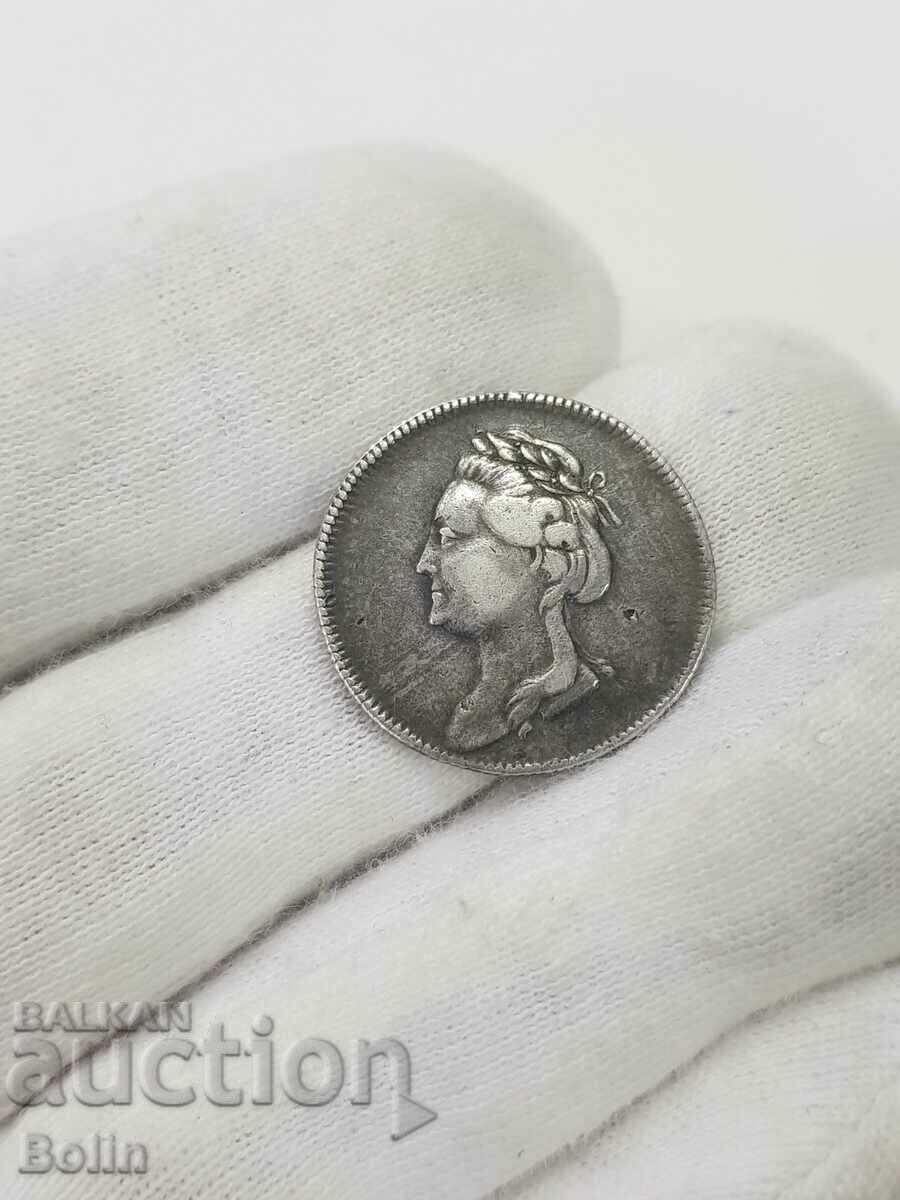 Много рядък сребърен медал жетон Екатерина II 1782 г.