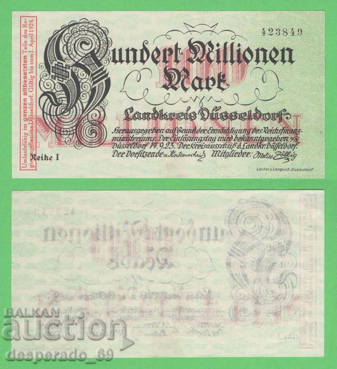 (¯`'•.¸GERMANIA (Düsseldorf) 100 de milioane de mărci 1923 UNC ´¯)