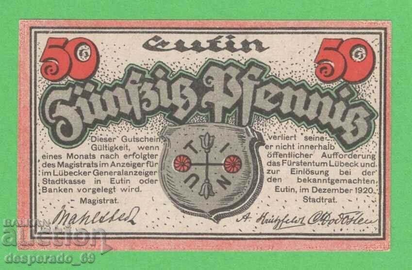 (¯`'•.¸NOTGELD (πόλη Eutin) 1920 UNC -50 pfennig¸.•'´¯) με τιμή 2.60 BGN | € 1.33