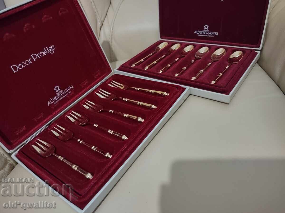 Luxury gold-plated cutlery forks spoons