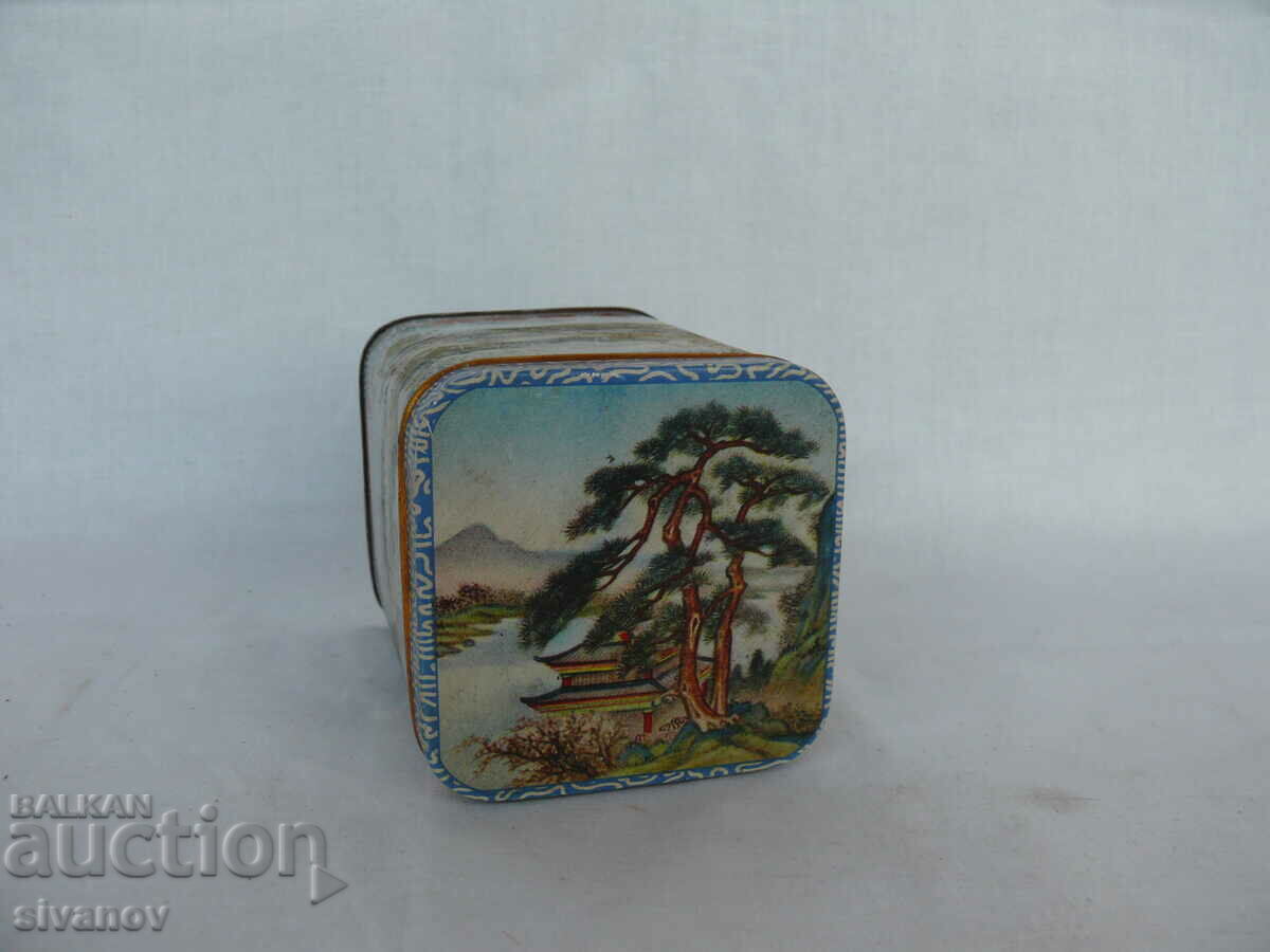 Delivery of Old Metal Chinese Tea Box #1485 Delivery of Old Metal Chinese Tea Box #1485