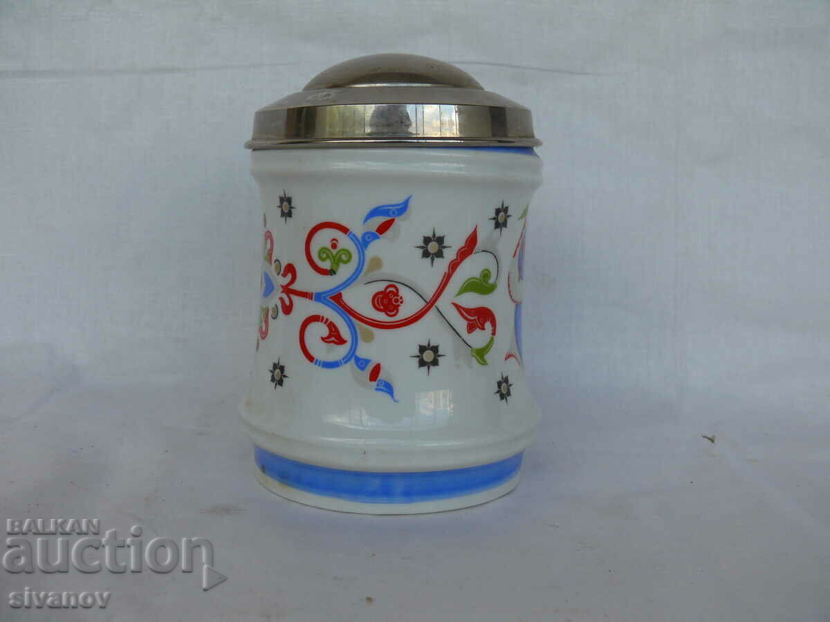 Old porcelain mug with lid Hollohaza Hungary #1501 with price 19.99 BGN | € 10.22 Old porcelain mug with lid Hollohaza Hungary #1501 with price 19.99 BGN | € 10.22