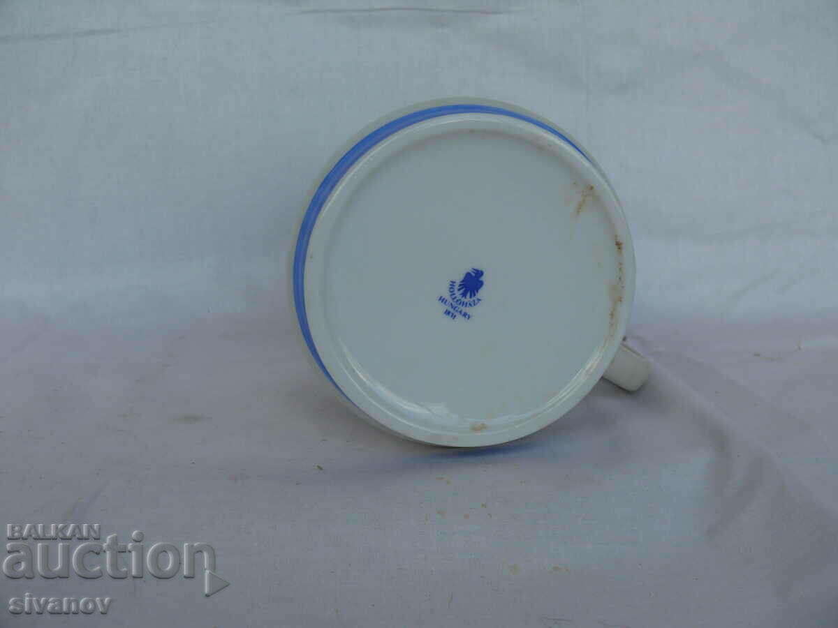 Old porcelain mug with lid Hollohaza Hungary #1501 - 7 Old porcelain mug with lid Hollohaza Hungary #1501 - 7