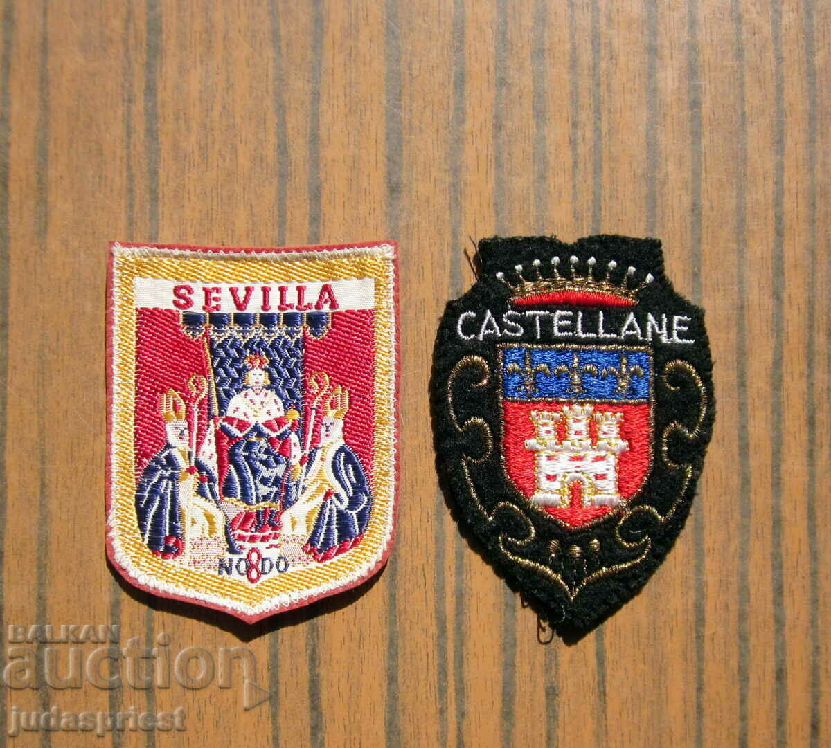 two old patches emblems signs of SEVILLA and CASTELLANE