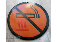 Табела, кръгла, емайлирана, знак, пушенето забранено