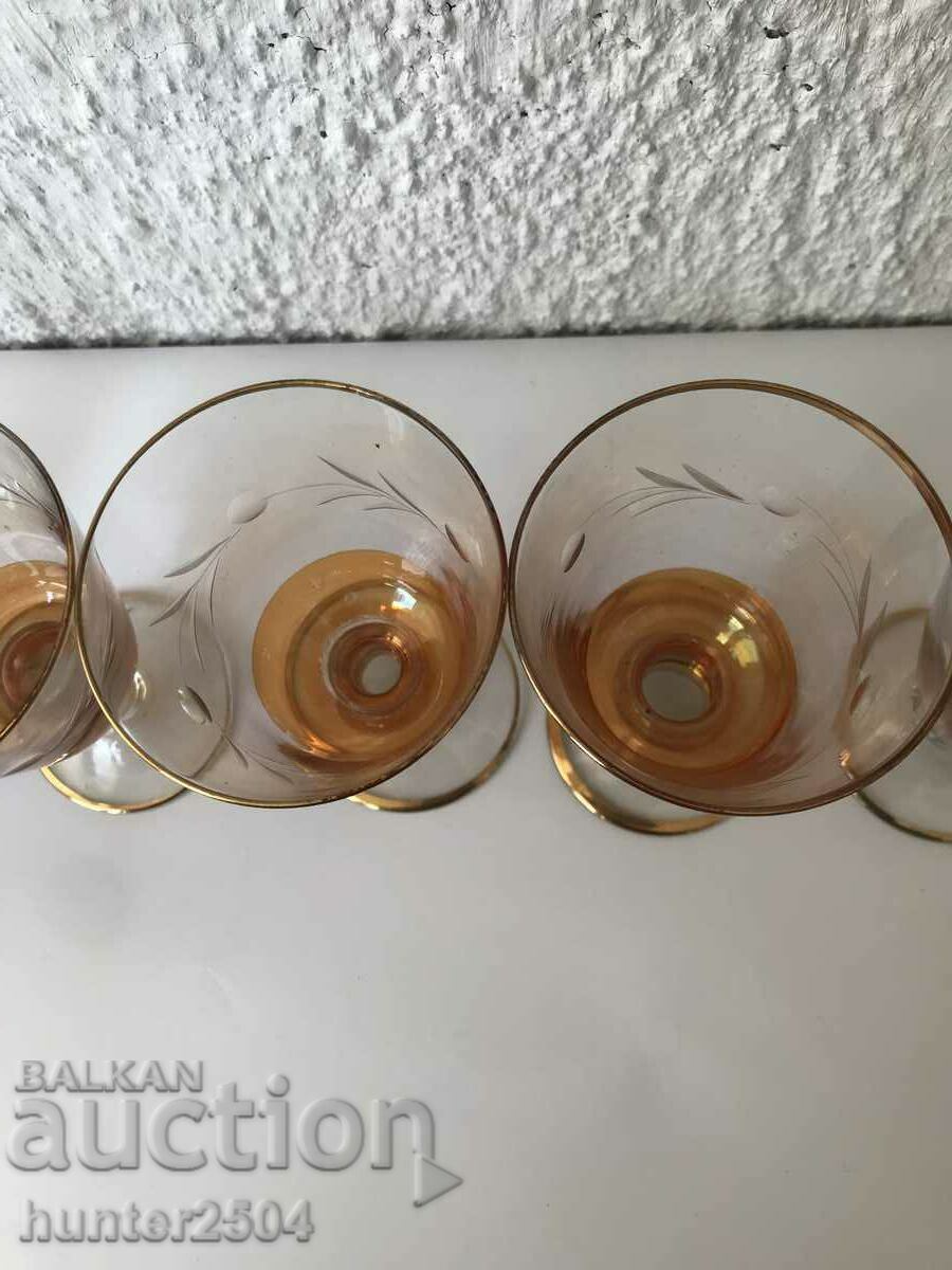 Glasses - thin engraved colored glass, 5 pcs. with price 29.95 BGN | € 15.31 Glasses - thin engraved colored glass, 5 pcs. with price 29.95 BGN | € 15.31