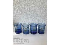 Cups - colored painted glass USSR - 7.5-5.5 cm