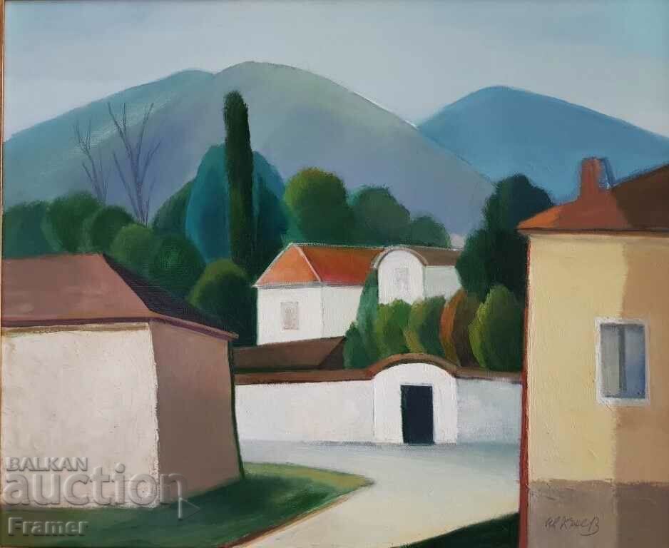 Ivan Kanev satul Enina anilor 1990 peisaj frumos cu vopsele în ulei cu preț € 1400.00 | 2738.17 BGN