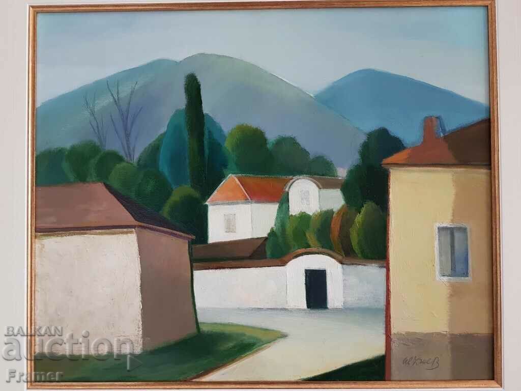 Auction Ivan Kanev village of Enina 1990s beautiful landscape with oil paints Auction Ivan Kanev village of Enina 1990s beautiful landscape with oil paints
