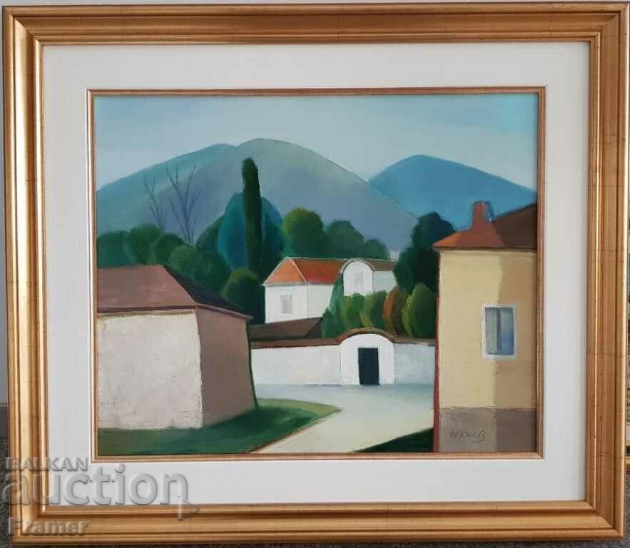 Ivan Kanev village of Enina 1990s beautiful landscape with oil paints