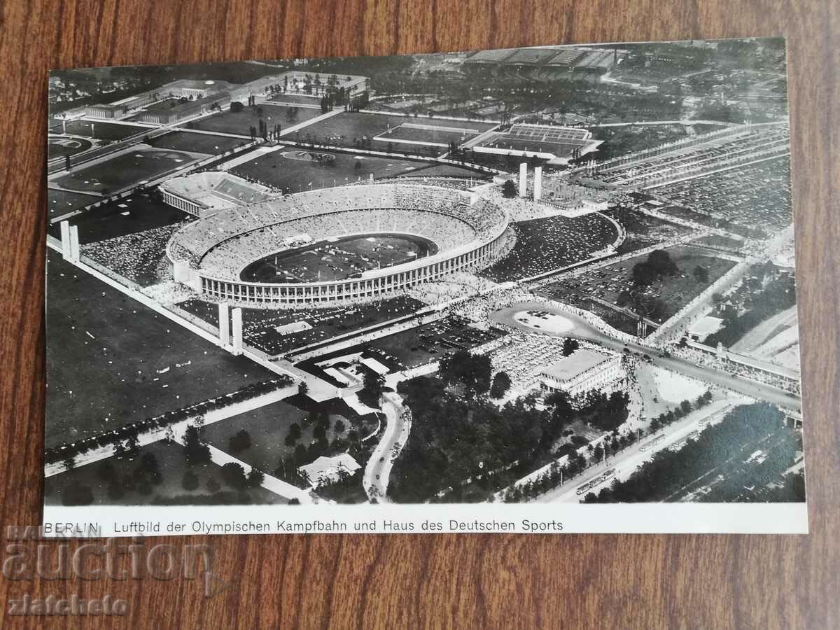 Пощенска карта Олимпиадата в Берлин 1936. Рядък печат