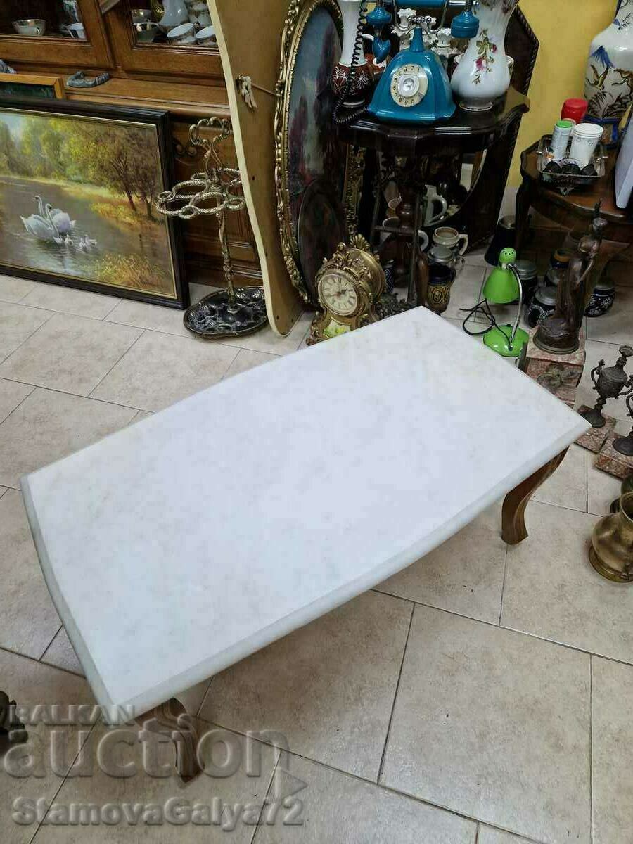 Красива антикварна масичка масив с мраморен плот - 6 Красива антикварна масичка масив с мраморен плот - 6