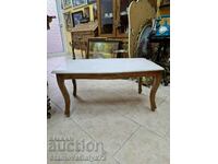 Beautiful antique solid wood table with marble top