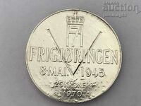 Norvegia 25 coroane 1970 - Argint 0,875